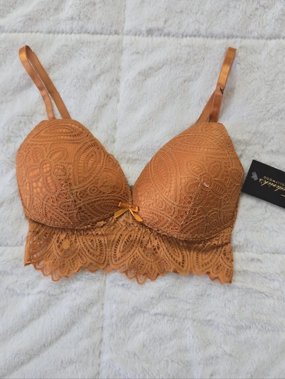 NWT Fredericks Of Hollywood Haley All Over Lace Bralette in Desert Sun Size M